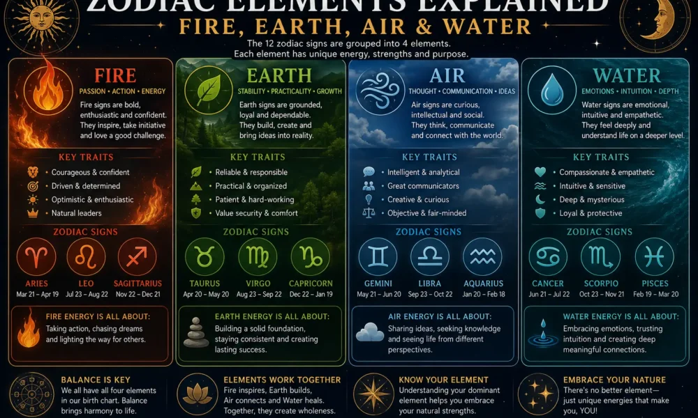 Zodiac Elements Explained Fire, Earth, Air & Water